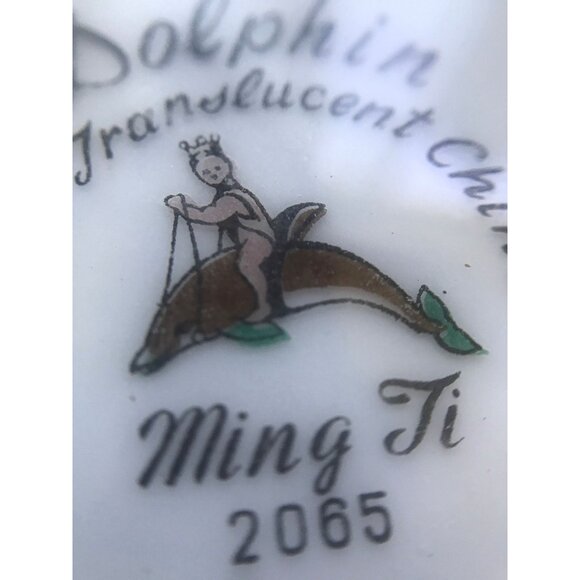 Vintage China Sugar Bowl & Lid Ming Ti By Dolphin Orange Flowers On Edge - Picture 4 of 8